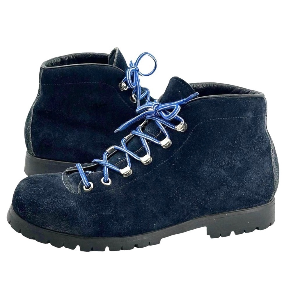 Vintage Hiking Boots The Alps Fabiano Lace Up Suede Leather DARK Navy Blue | 6.5